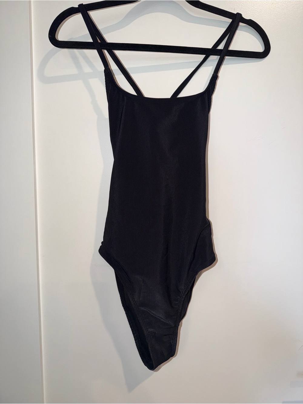 Kona Sol Black Ribbed One-Piece Thigh High Swimsuit new without tags! Size med